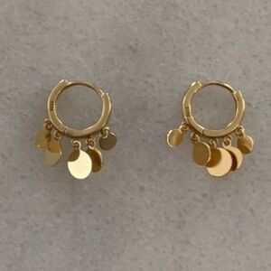 New Drop! Gold Huggie Hoop Fringe Coin Dangle Earrings 

Brand New